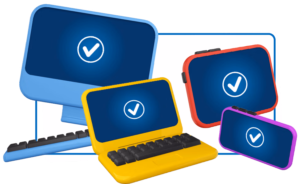 Desktop, laptop, tablet and phone icons