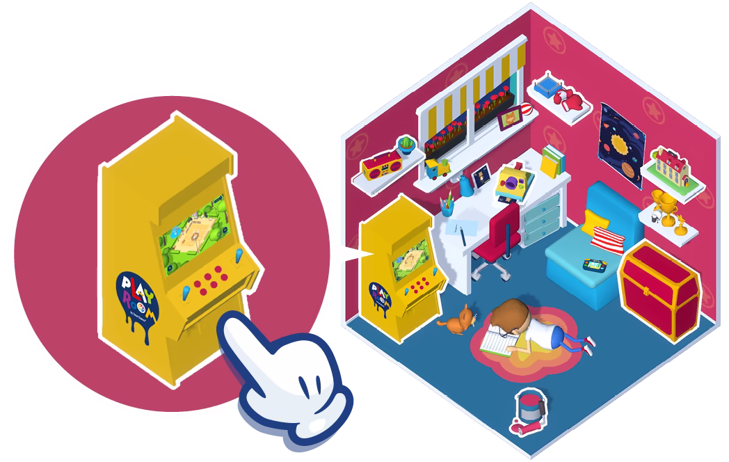 Playroom with the Arcade being highlighted!